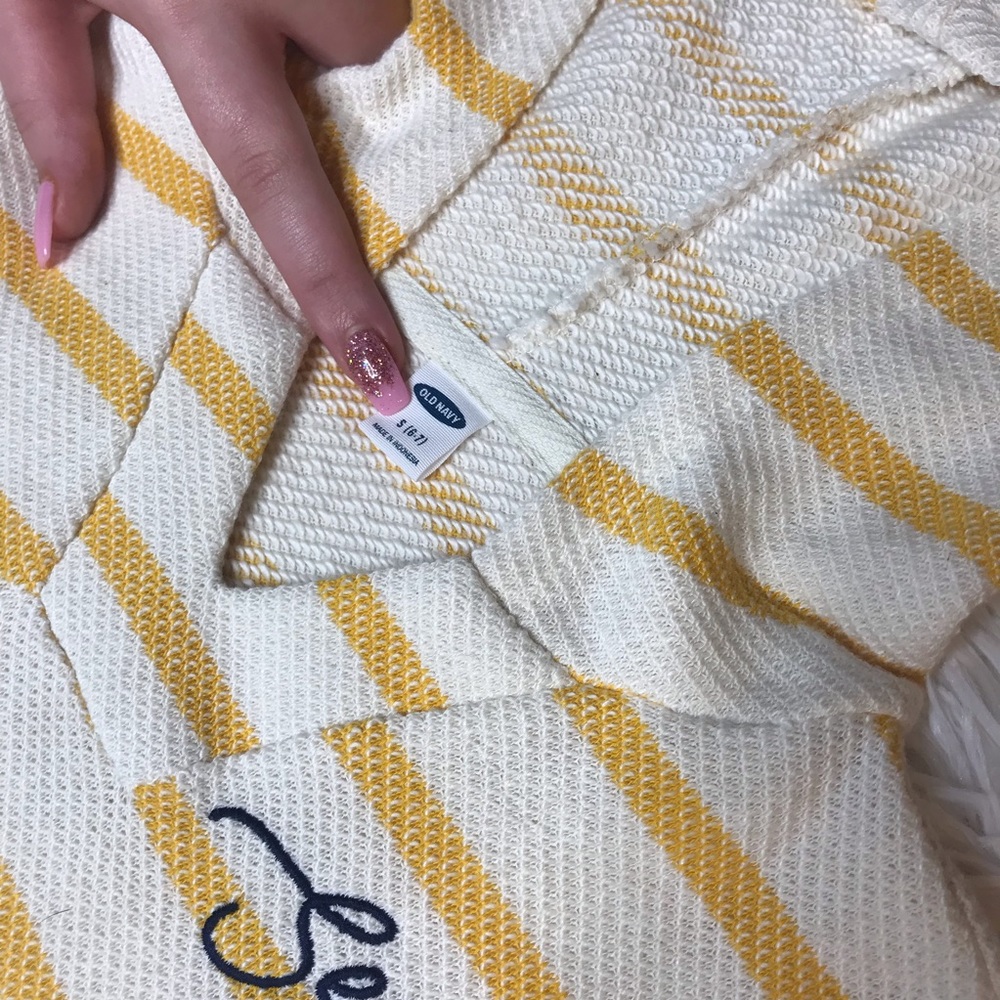 Old Navy Striped Graphic Cali-Fleece Hoodie S 6-7 - Picture 4 of 8